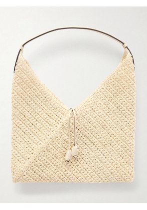 Hunting Season - Origami Small Leather-trimmed Raffia Tote - Neutrals - One size