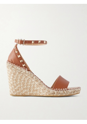 Valentino Garavani - Rockstud Double Leather Espadrillas Sandals - Brown - IT35,IT36,IT37,IT38,IT39,IT40,IT41,IT42