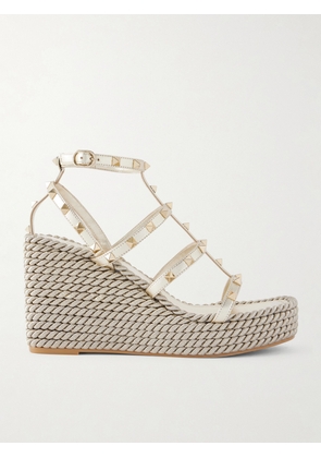 Valentino Garavani - Rockstud Tourchon Metallic Leather Espadrille Wedge Sandals - Gold - IT35,IT36,IT37,IT38,IT39,IT40,IT41,IT42