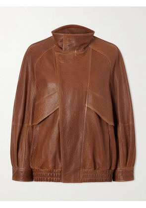 Nour Hammour - Ariste Oversized Paneled Leather Jacket - Red - x small,small,medium,large,x large