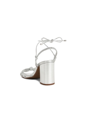 Schutz Adele Block Sandal in Metallic Silver. Size 6. Also in 6.5, 7, 7.5, 8, 8.5, 9, 9.5, 10.