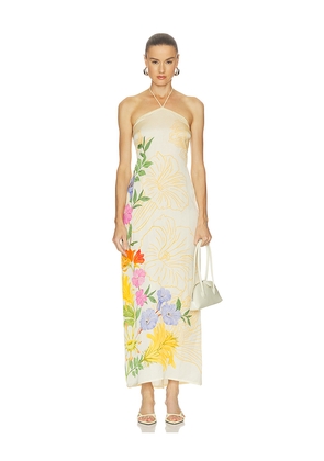 Verandah Floral Garden Dress in Cream. Size XS. Also in S, M, XL.