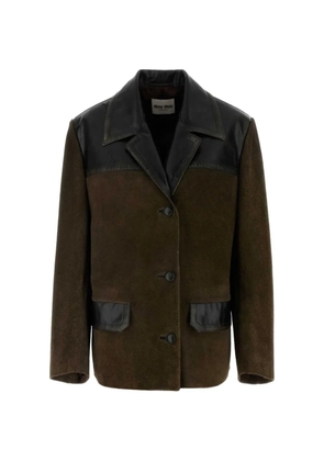 Miu Miu contrast-panel suede jacket - Green