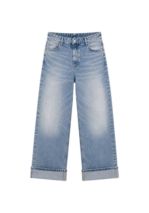 ICON DENIM monogram-pattern turn-up jeans - Blue