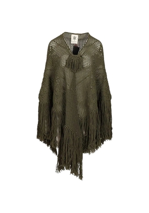 Chiara Is Peonia crochet-knit fringed shawl - Green
