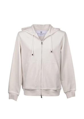 Brunello Cucinelli zip-up drawstring hoodie - Neutrals