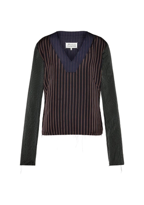 Maison Margiela patchwork pinstripe-pattern top - Brown