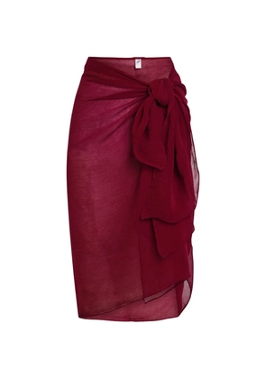 AWAY THAT DAY Santorini knot-detail crinkled midi sarong - Red