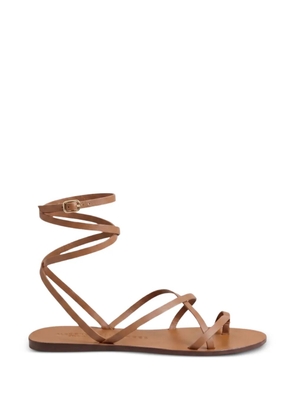 Manebi x Alex Rivière Studio Valentina wrap-around leather flat sandals - Brown