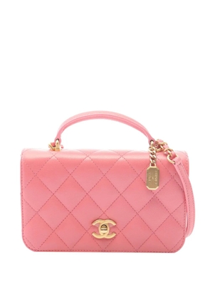 CHANEL Pre-Owned 2021-2026 CC Quilted Caviar Top Handle Flap satchel - Pink