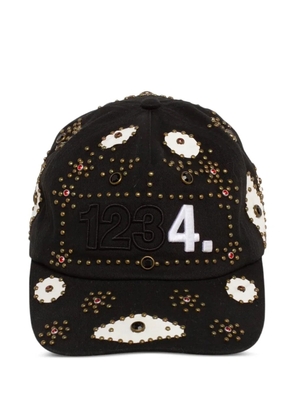 BLDG4 Monumental stud-embellished leather-appliqué hat - Black