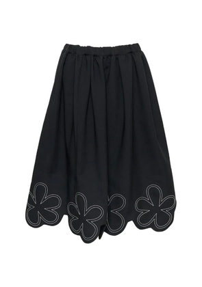 Comme Des Garçons Girl flower-embroidered scalloped-hem midi skirt - Black