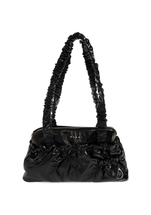 Marni ruched leather shoulder bag - Black