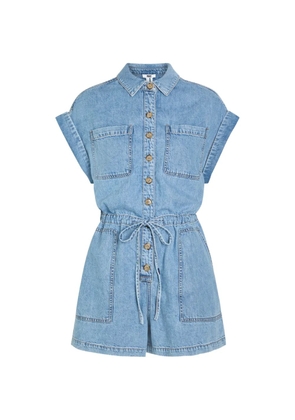 PAIGE Maliah button-down drawstring-waist playsuit - Blue