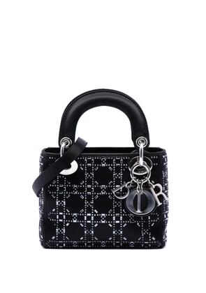 Christian Dior Pre-Owned 2018 Mini Satin Cannage Strass Crystal Embellished Lady Dior satchel - Black