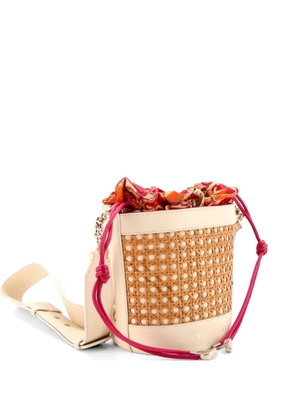 Bvlgari Pre-Owned Forever Convertible Raffia with Silk and Leather Medium bucket bag - Neutrals