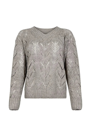 D.Exterior pointelle-knit V-neck sweater - Grey