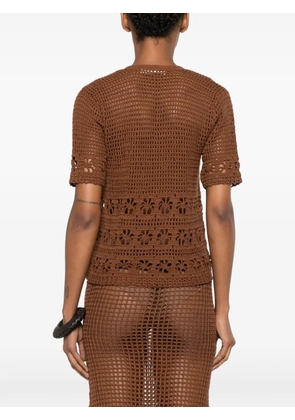 TERRY PUESTO crochet-knit button-up cardigan - Brown