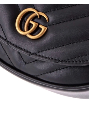 Gucci Pre-Owned GG Marmont Half Moon Flap Matelasse Leather Mini crossbody bag - Black
