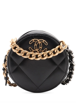 CHANEL Pre-Owned 2021-2026 Lambskin 19 Round Clutch with Chain satchel - Black