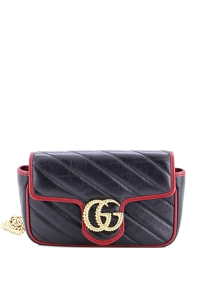 Gucci Pre-Owned GG Marmont Flap Bag Diagonal Quilted Leather Super Mini crossbody bag - Black