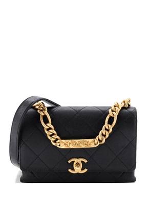 CHANEL Pre-Owned Bracelet On Chain Flap Bag Quilted Caviar Mini crossbody bag - Black