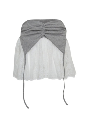 Mardi Mercredi logo-detail lace mini skirt - White