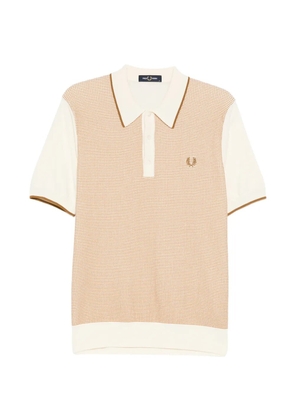 Fred Perry Laurel Wreath textured-knit polo shirt - Neutrals