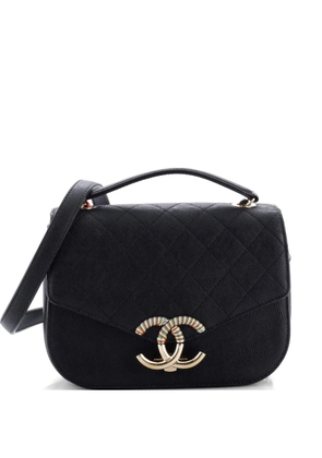 CHANEL Pre-Owned Thread Around Flap Bag Quilted Caviar Small shoulder bag - Black
