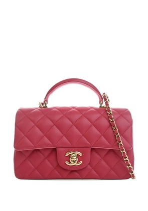 CHANEL Pre-Owned 2021-2026 Mini Rectangular Classic Lambskin Top Handle Flap satchel - Pink