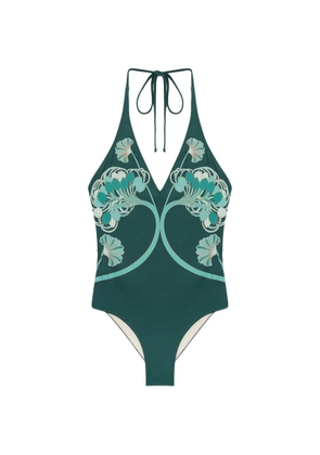 La DoubleJ Blooming Tulip Placée dark green in supreme lycra Sexy swimsuit
