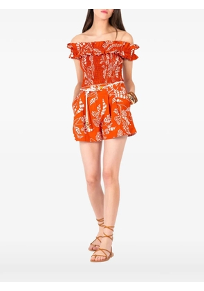 Poupette St Barth Alitza smocked ruffled top - Orange