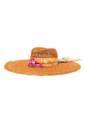 Valentino Garavani scarf-detailed wide-brim sun hat - Brown