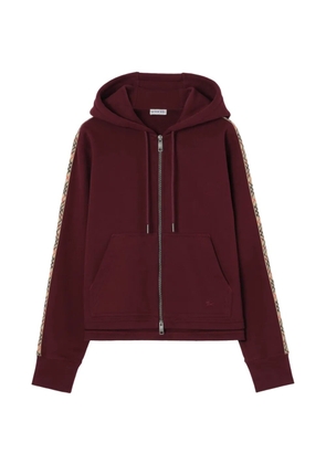 Burberry Check-trim cotton zip hoodie - Red