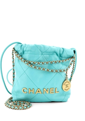 CHANEL Pre-Owned 22 Chain Hobo Quilted Calfskin Mini crossbody bag - Blue