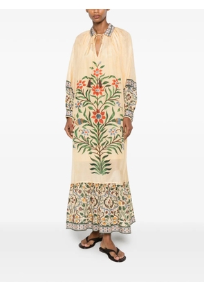 PHILIPPA 1970 floral-print ruffled maxi dress - Yellow