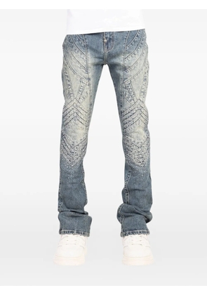 GUAPI Knight crystal-embellished paneled jeans - Blue