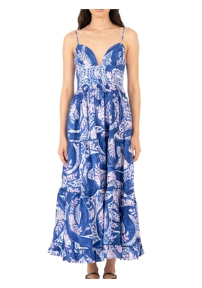 Poupette St Barth Milena tiered leaf-print dress - Blue