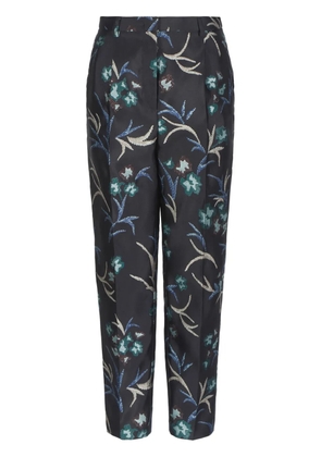 Giorgio Armani floral-print straight trousers - Black