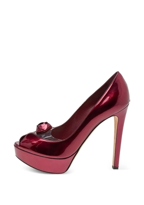 Christian Dior Pre-Owned flower peep-toe pumps - Red
