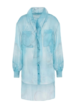 Giorgio Armani floral-print silk shirt - Blue
