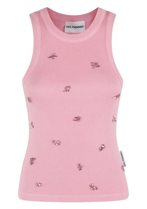 DES PHEMMES crystal-embellished tank top - Pink