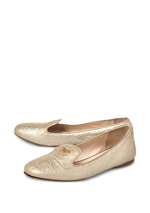 Prada Pre-Owned glitter logo-detail slippers - Gold