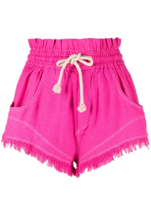 MARANT ÉTOILE drawstring frayed silk shorts - Pink