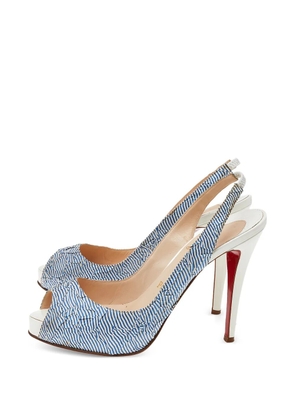 Christian Louboutin Pre-Owned Privé striped open-toe heeled pumps - White