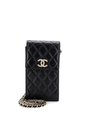 CHANEL Pre-Owned Textured CC Flap Phone Holder with AirPods Pro Case Quilted Caviar crossbody bag - Black