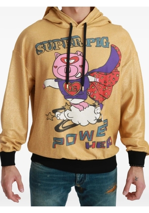 Dolce & Gabbana glitter-finish graphic-print hoodie - Yellow