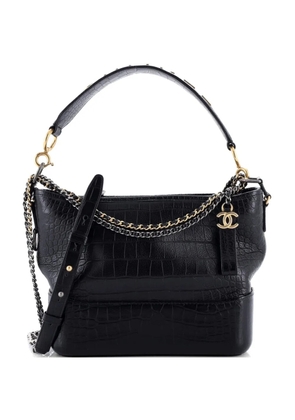 CHANEL Pre-Owned Gabrielle with Logo Handle Crocodile Embossed Calfskin Medium hobo bag - Black