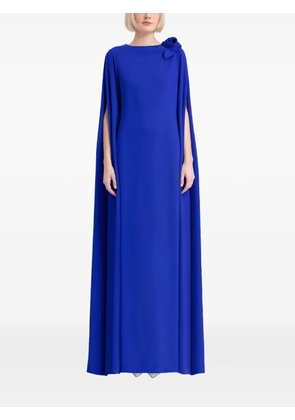 Gemy Maalouf rose-detail cape-sleeve gown - Blue