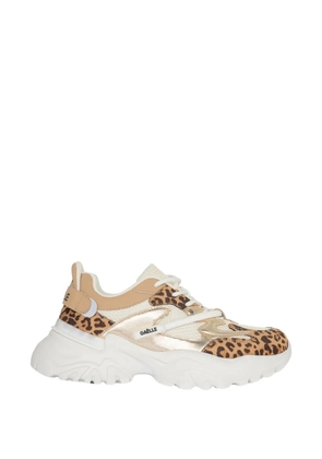 Gaelle leopard-panel sneakers - Neutrals